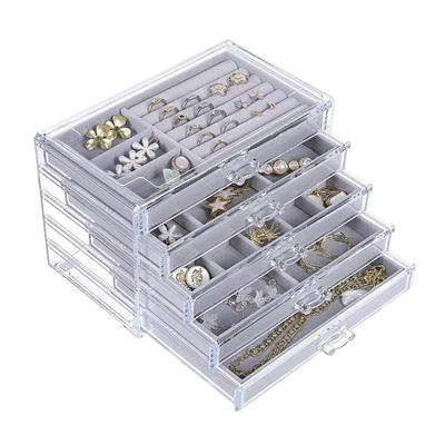 Earring Jewelry Organiser with 5 Drawers Grey