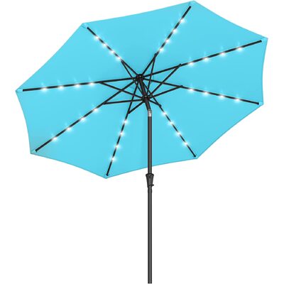 2.7m Solar Lighted Outdoor Patio Umbrella Lake Blue