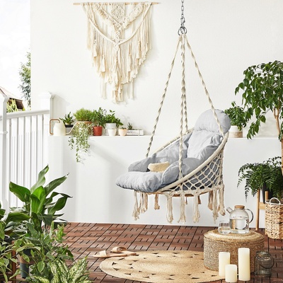 Hammock Hanging Chair With Cushion Gray