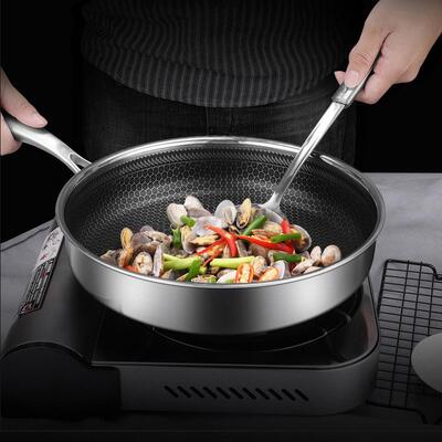 Stainless Steel Frying Pan Non-Stick Cooking Cookware 28cm