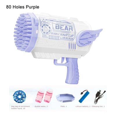 Electric Bubble Gun Machine Soap Kids Adults Summer Outdoor Playtime Toy Purple