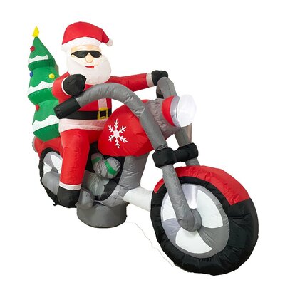 Sparkling Christmas Tree Lights with Inflatable Santa Rider