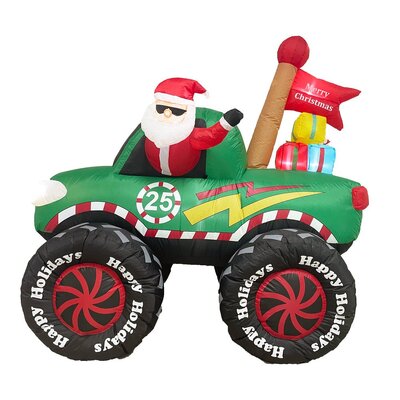 Radiant Christmas Lights Monster Truck and Inflatable Santa