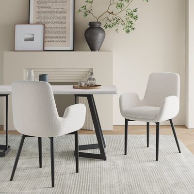 Elegant Boucle & Teddy Sherpa Dining Chair