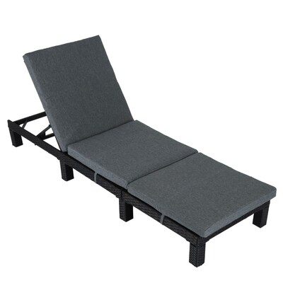 Stylish Black Rattan Sunbed with Adjustable Recline