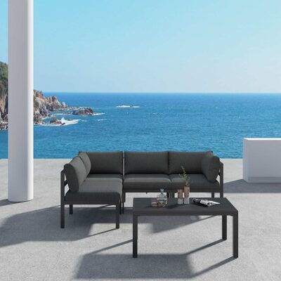 Outdoor Space Charcoal Grey Minimalist 5 Piece Lounge Set