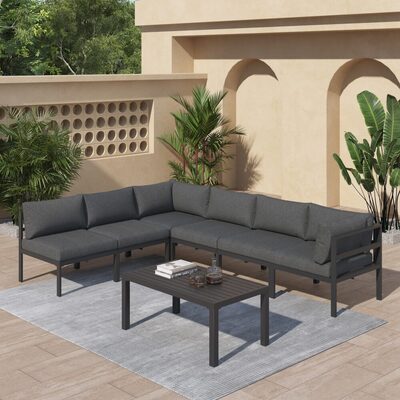 Charcoal Grey 7-Piece Outdoor Minimalist Lounge Set