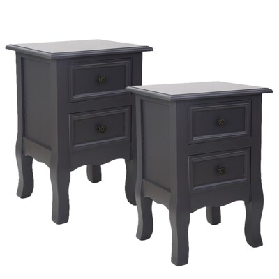 French Bedside Table Nightstand Grey Set Of 2