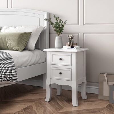 Bedside Table Nightstand White Set Of 2