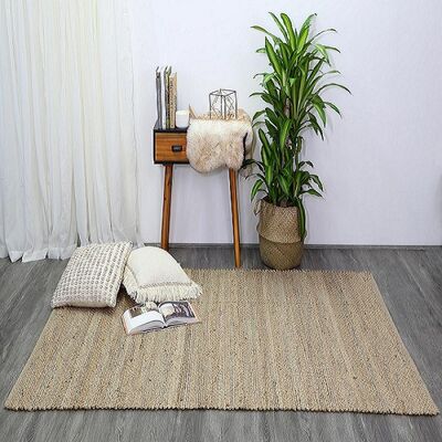 Black Natural Basket Weave Jute Rug 150x220cm