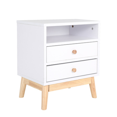 Bedside Table Storage Nightstand 2 Drawer - Anya White