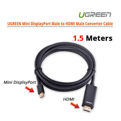 UGREEN MINI DISPLAY MALE TO HDMI CABLE -BLACK 1.5M (10450)