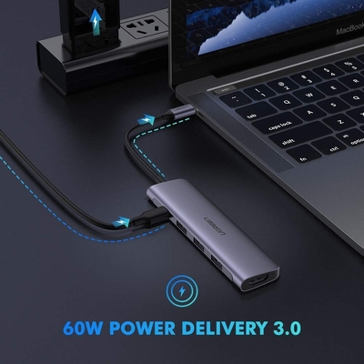 Typec 5 In 1 Adaptor - Hdmi + Usb 3.0*3 + Typec Pd Power Converter