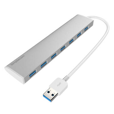 Simplecom CH371 Ultra Slim Aluminium 7 Port USB 3.0 Hub for PC Mac Laptop Silver