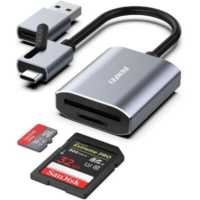 USB Type-C/Type-A to SD TF Card Reader