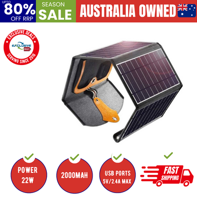 2W Portable Waterproof Foldable Solar Panel Charger (Dual Usb Ports)