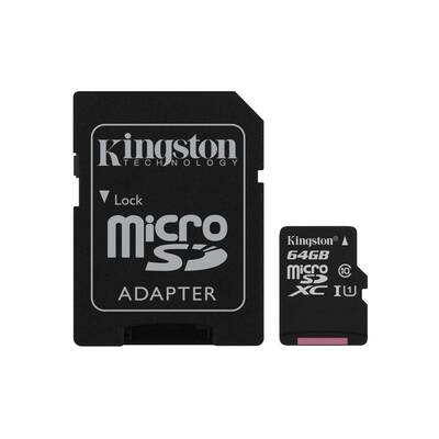 KINGSTON Canvas Select:MicroSD 64GB , 80MB/s read and 10MB/s write with SD adapter SDCS/64GB