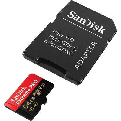 SANDISK  SDSQXCY-064G-GN6MA TF Extreme PRO A2 V30 UHS-I/U3 170R/90W WITH SD ADAPTER