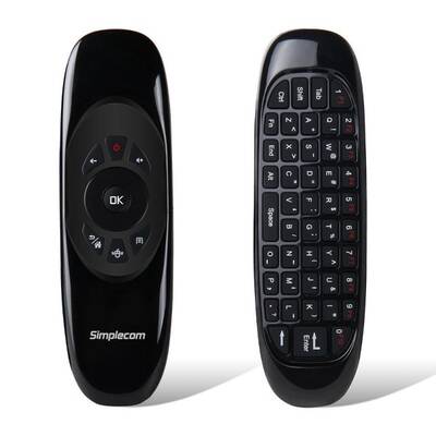 Simplecom RT100 Rechargeable 2.4G Wireless Remote Air Mouse with Keyboard for PC Android TV Box Media Player