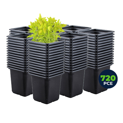 Garden Greens 720Pce Seedling Pots Plastic Square Reusable Durable 7.7 X 8Cm