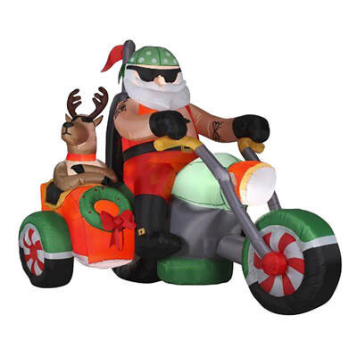 1.8m Santa Reindeer & Trike Built-In Blower LED Lighting