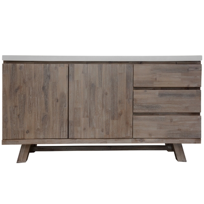 160Cm Acacia Timber Buffet With Concrete Top - White