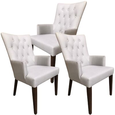 Set Of 3 Carver Fabric Dining Chair French Provincial Solid Timber