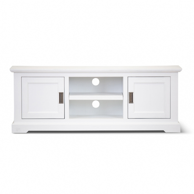 Etu Entertainment Tv Unit 160Cm 2 Door Solid Acacia Wood Coastal - White