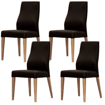 Dining Chair Set Of 4 Pu Leather Seat Solid Messmate Timber - Black