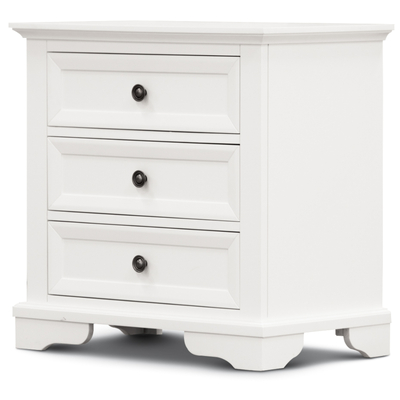 Bedside Table 3 Drawers Storage Cabinet Nightstand End Tables - White