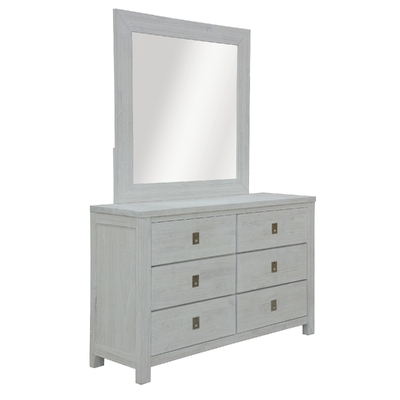 Dresser Mirror 6 Chest Of Drawers Tallboy Storage Cabinet White Wash