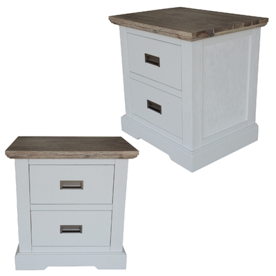 Set Of 2 Bedside Table 2 Drawers Storage Cabinet Nightstand White Grey