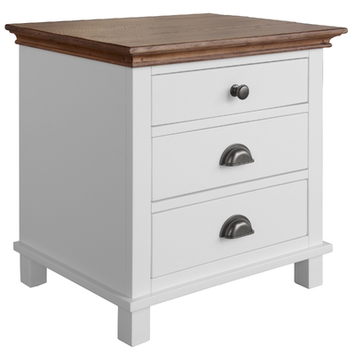 Bedside Nightstand 3 Drawers Storage Cabinet Shelf Side Table - White