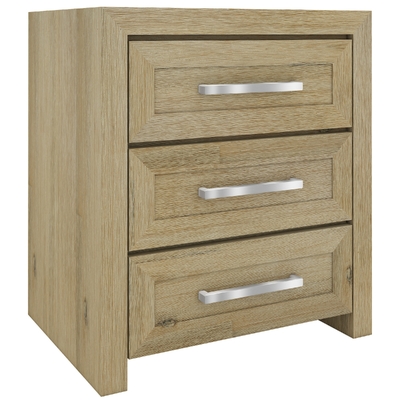 Bedside Nightstand 3 Drawers Storage Cabinet Bedroom Furniture - Smoke