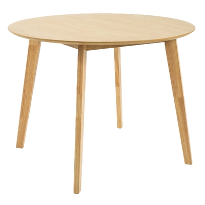 100Cm Round Dining Table Scandinavian Style Solid Rubberwood Natural