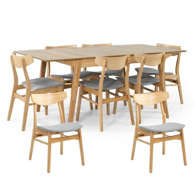 9Pc Set Dining Set 150 - 190Cm Extendable Table 8 Chair Scandinavian Style