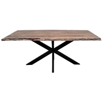 Dining Table 180Cm Live Edge Solid Acacia Timber Wood Metal Leg -Natural