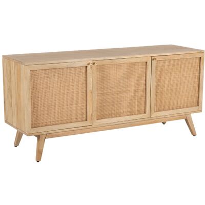 Buffet Table 150Cm 3 Door Solid Mango Wood Storage Cabinet Natural