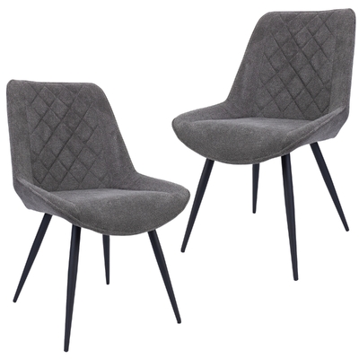 Dining Chair Set Of 2 Fabric Seat With Metal Frame - Graphite