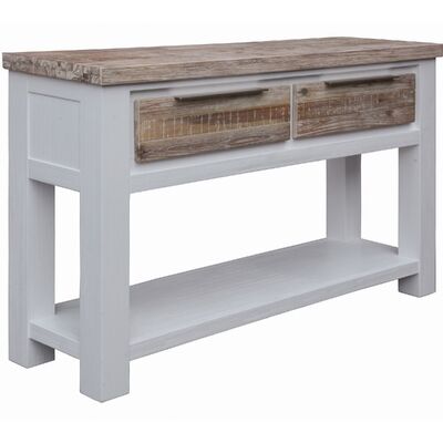 Console Hallway Entry Table 130Cm Solid Acacia Timber Wood -White Brush