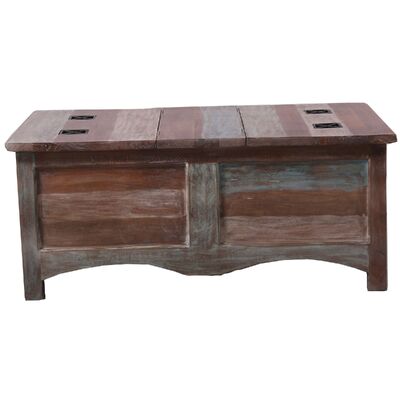 Coffee Table Antique Handcrafted Mango Wood Storage Trunk Chest Box