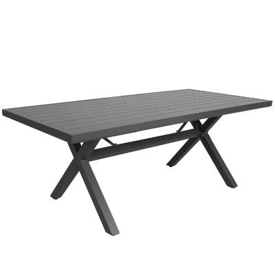 200Cm Outdoor Trestle Dining Table Aluminium Frame Grey