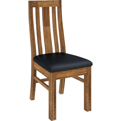 Pu Seat Dining Chair Set Of 2 Solid Ash Wood Dining Furniture -Brown