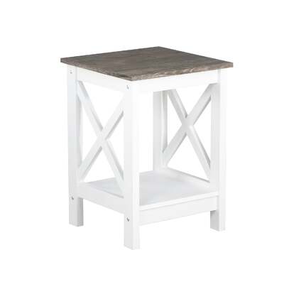 Coastal Side Table In White And Grey