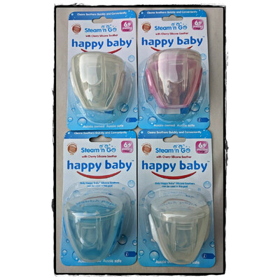 Happy Baby Steam N Go Cherry Silicone Soother - 4 Pack