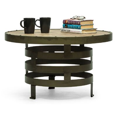 Retro Style Spiral Round Coffee Table With Wood Top