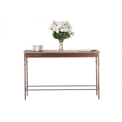 Wooden Iron Narrow Hallway Console Table With Finial Legs