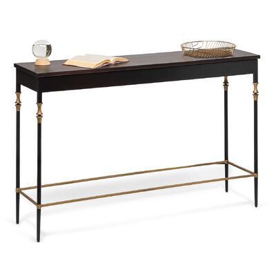 Gold Black Wooden Slim Hallway Console Table With Finial Legs