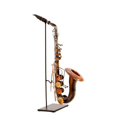 Saxophone Statue Display Ornament For Home Decor In Copper Finish