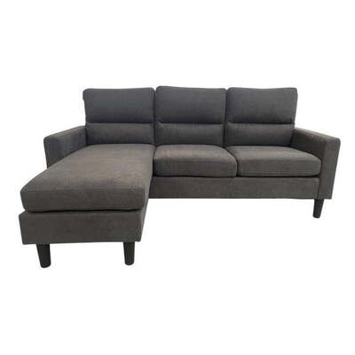 Stylish Oregon Sofa Couch Lounge Suite Set - 3 Seater Reversible Dark Grey